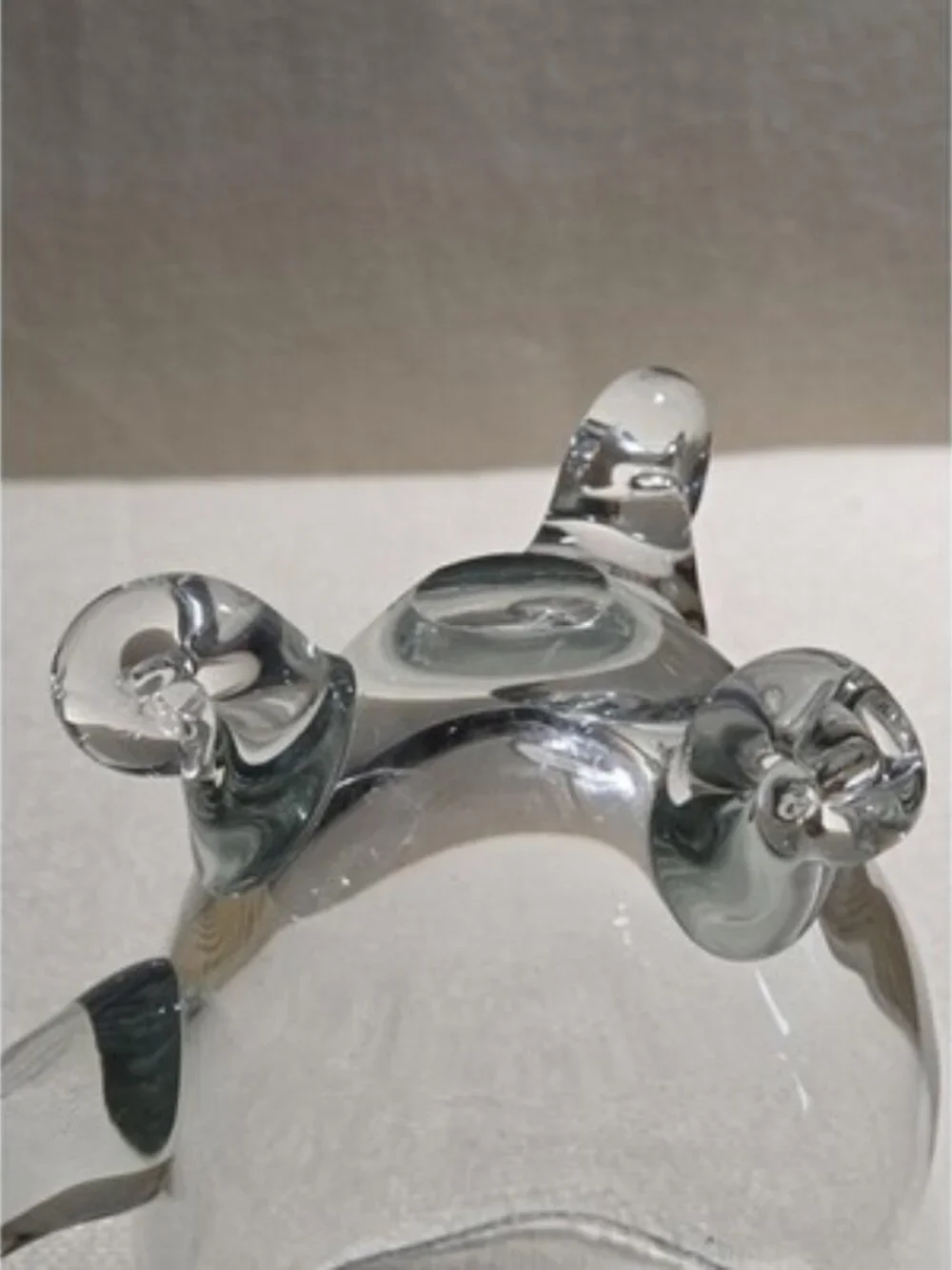 Clear Crystal Hand Blown Pitcher with Handle and Decorative Feet, 6 inches tall